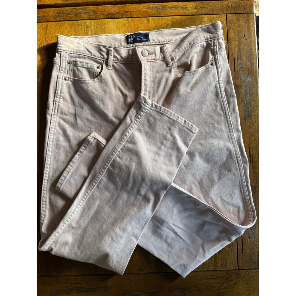 GAP High Rise Vintage Slim Jeans Soft Pink 10/30R Dusty Blush Straight Denim - Picture 12 of 12